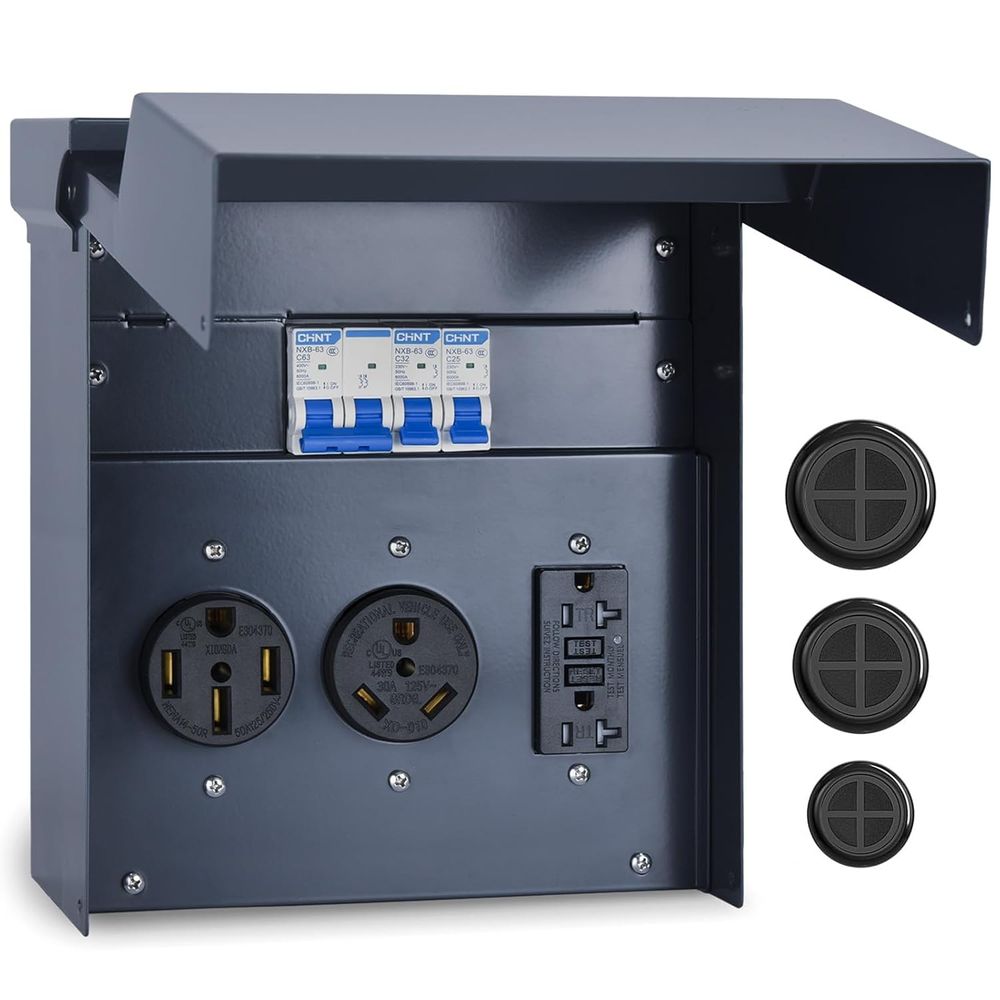 Outdoor Power Receptacle Box - Tableau électrique pour camping-car avec disjoncteur,