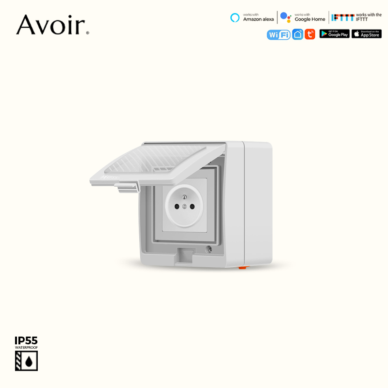 Outdoor Power Outlet Wifi - Avoir-Prises électriques WiFi Tuya, prise FR