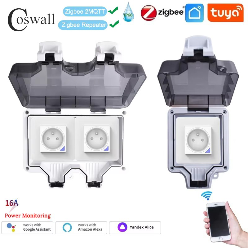 Outdoor Power Outlet Wifi - Coswall-Prise standard française étanche IP66, Tuya